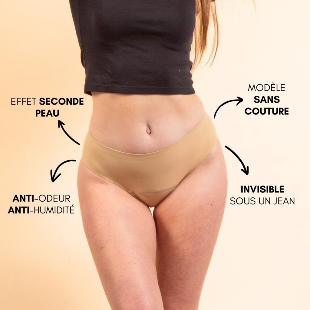 composition de la Culotte Menstruelle Nina sans coutures Mademoiselle Culotte
