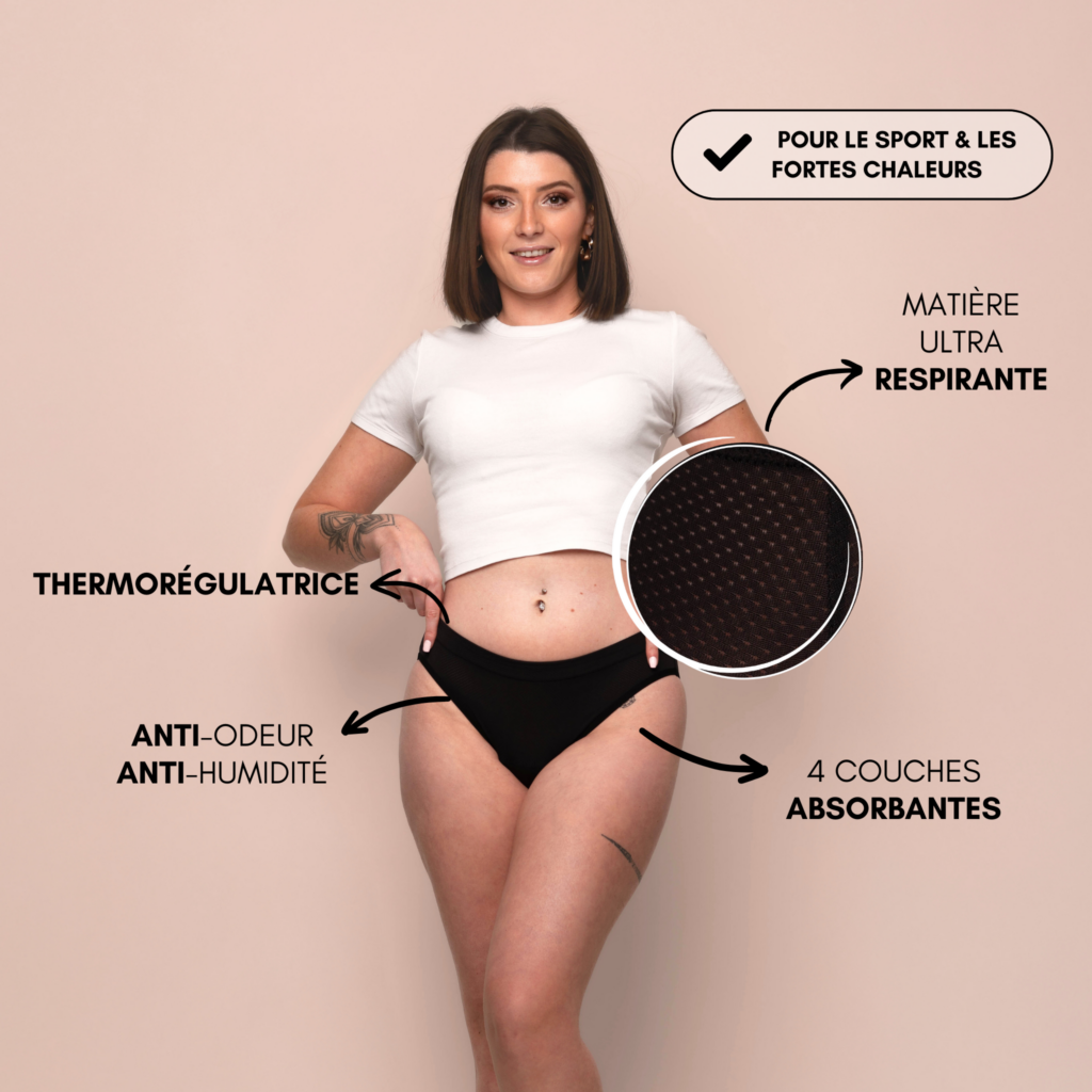 composition de la Culotte Menstruelle Respirante Aurore Mademoiselle Culotte